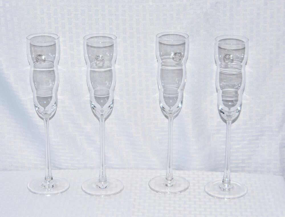 Michael Graves Design for DANSK Cirrus Bee Hive Champagne Flutes x-4